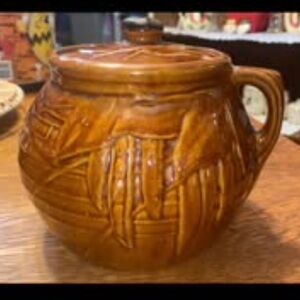 Vintage McCoy  Brown Pottery Bean Pot /Cookie Jar With Lid